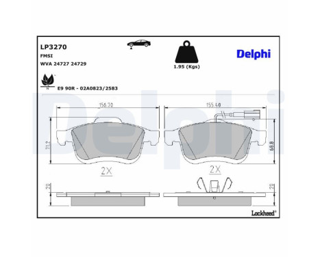 Brake Pad Set, disc brake LP3270 Delphi