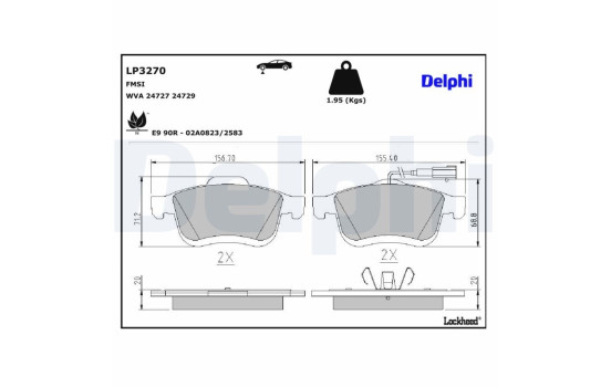 Brake Pad Set, disc brake LP3270 Delphi, Image 4