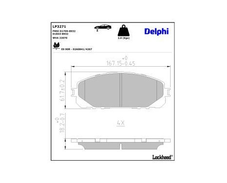 Brake Pad Set, disc brake LP3271 Delphi