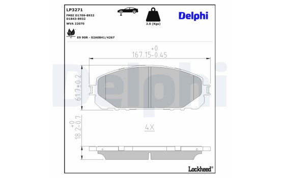 Brake Pad Set, disc brake LP3271 Delphi, Image 3