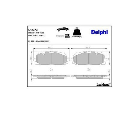 Brake Pad Set, disc brake LP3272 Delphi, Image 3