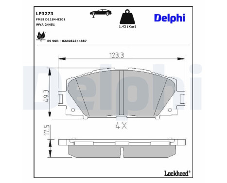 Brake Pad Set, disc brake LP3273 Delphi