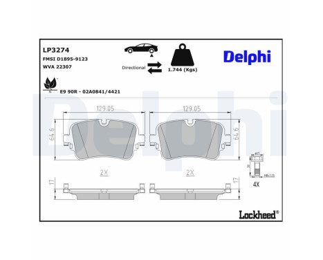 Brake Pad Set, disc brake LP3274 Delphi