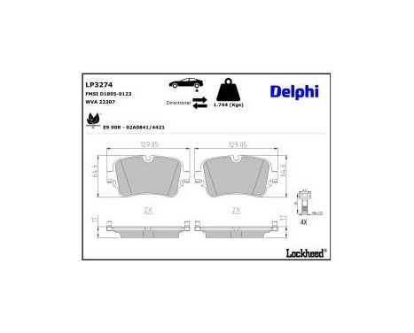 Brake Pad Set, disc brake LP3274 Delphi, Image 3