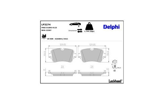 Brake Pad Set, disc brake LP3274 Delphi, Image 3