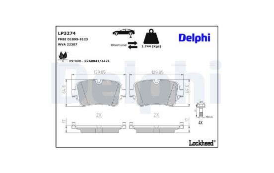 Brake Pad Set, disc brake LP3274 Delphi, Image 3