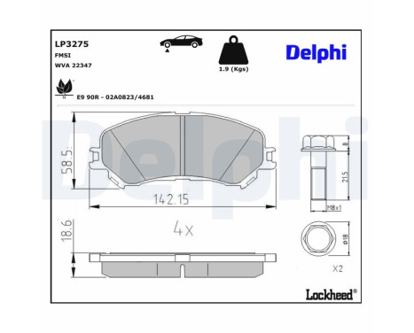 Brake Pad Set, disc brake LP3275 Delphi, Image 3