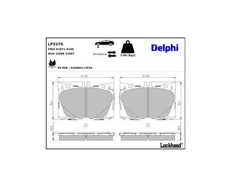 Brake Pad Set, disc brake LP3276 Delphi, Image 3