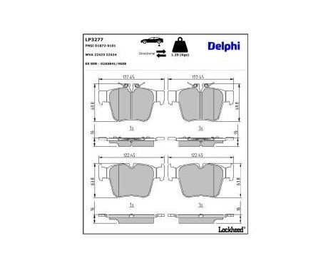 Brake Pad Set, disc brake LP3277 Delphi, Image 3