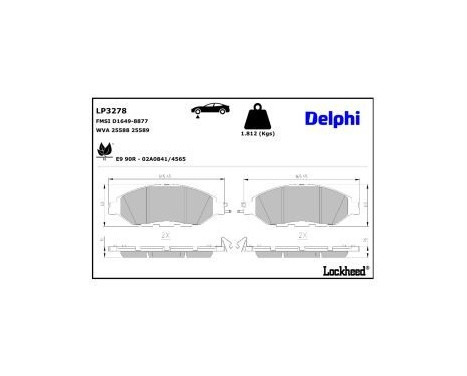 Brake Pad Set, disc brake LP3278 Delphi