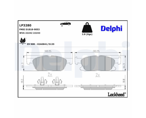 Brake Pad Set, disc brake LP3280 Delphi Brake Pad Set, disc brake LP3280 Delphi