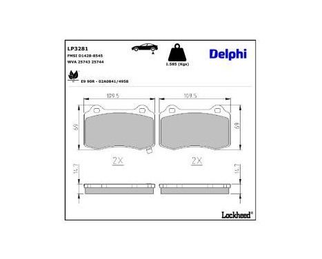 Brake Pad Set, disc brake LP3281 Delphi