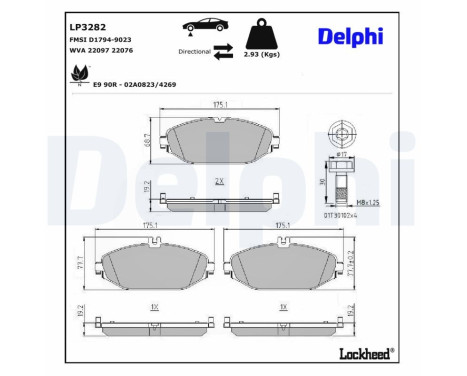 Brake Pad Set, disc brake LP3282 Delphi