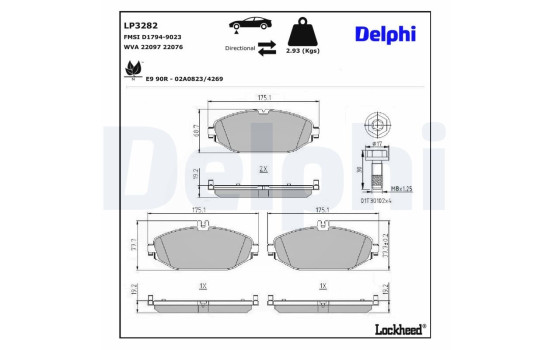 Brake Pad Set, disc brake LP3282 Delphi, Image 3