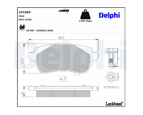 Brake Pad Set, disc brake LP3283 Delphi, Image 3