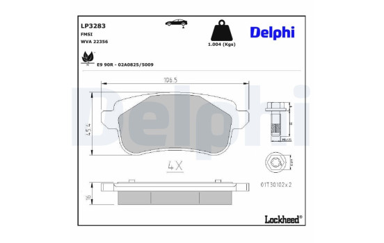 Brake Pad Set, disc brake LP3283 Delphi, Image 3