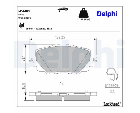Brake Pad Set, disc brake LP3284 Delphi
