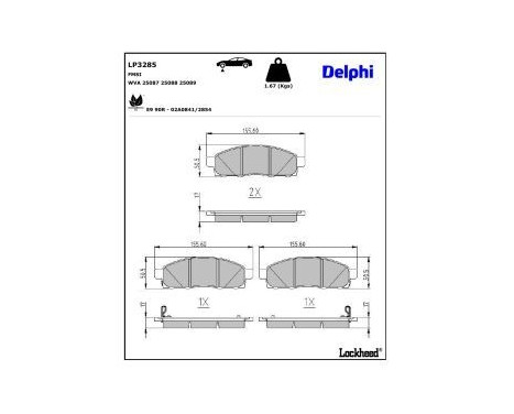 Brake Pad Set, disc brake LP3285 Delphi, Image 3