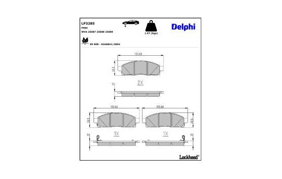 Brake Pad Set, disc brake LP3285 Delphi, Image 3