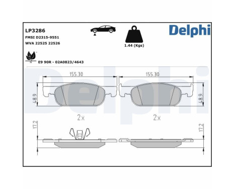 Brake Pad Set, disc brake LP3286 Delphi