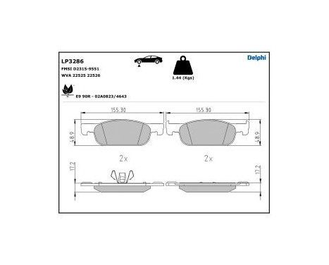 Brake Pad Set, disc brake LP3286 Delphi, Image 5