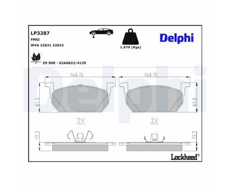 Brake Pad Set, disc brake LP3287 Delphi, Image 3