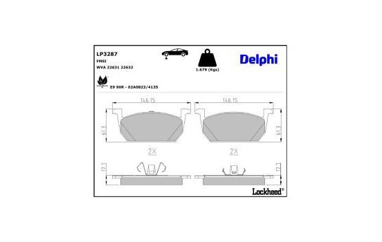 Brake Pad Set, disc brake LP3287 Delphi, Image 3