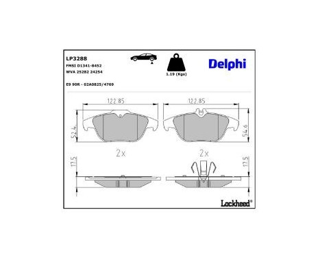 Brake Pad Set, disc brake LP3288 Delphi
