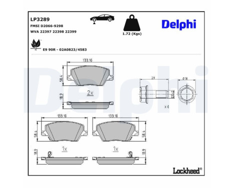 Brake Pad Set, disc brake LP3289 Delphi, Image 3