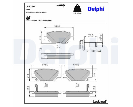 Brake Pad Set, disc brake LP3290 Delphi