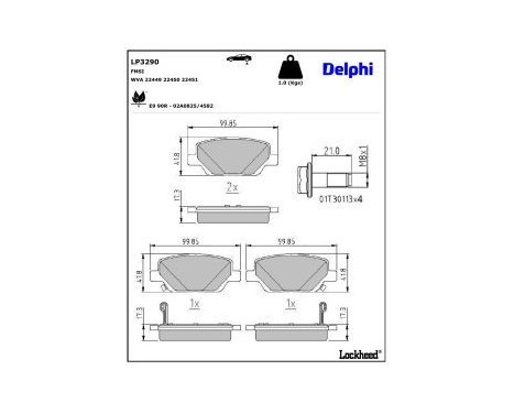 Brake Pad Set, disc brake LP3290 Delphi, Image 3