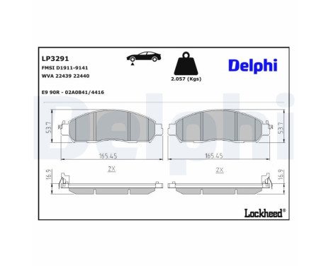 Brake Pad Set, disc brake LP3291 Delphi, Image 3