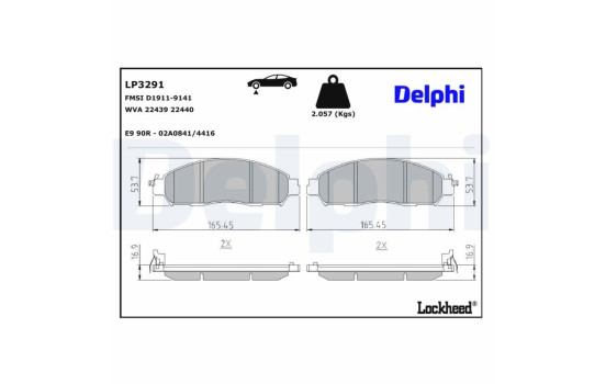 Brake Pad Set, disc brake LP3291 Delphi, Image 3