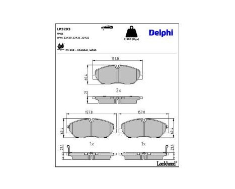 Brake Pad Set, disc brake LP3293 Delphi