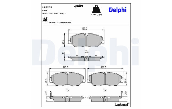 Brake Pad Set, disc brake LP3293 Delphi
