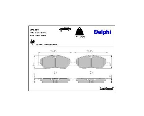 Brake Pad Set, disc brake LP3294 Delphi