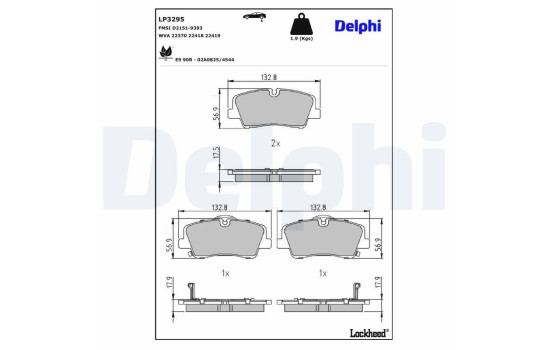 Brake Pad Set, disc brake LP3295 Delphi