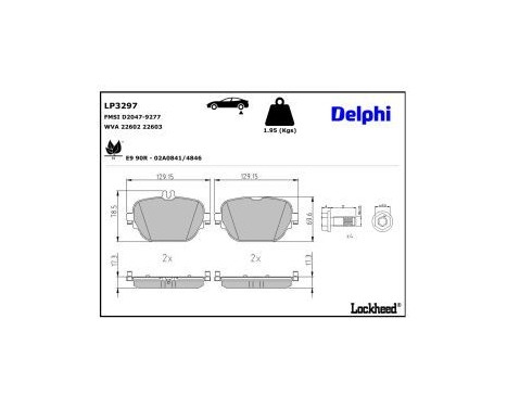 Brake Pad Set, disc brake LP3297 Delphi