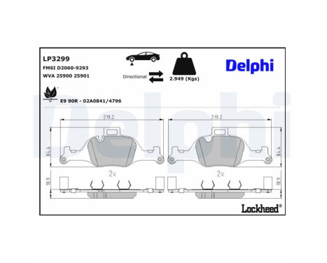 Brake Pad Set, disc brake LP3299 Delphi, Image 3