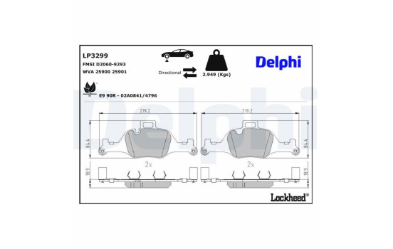 Brake Pad Set, disc brake LP3299 Delphi, Image 3