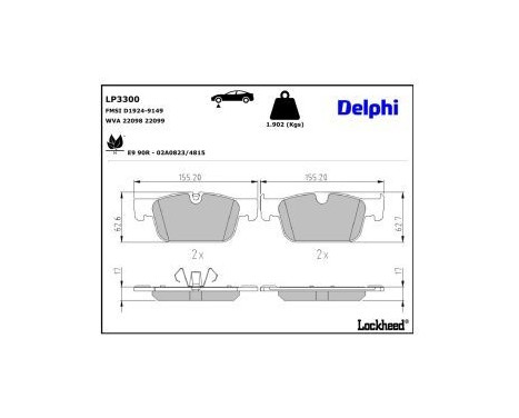 Brake Pad Set, disc brake LP3300 Delphi, Image 3