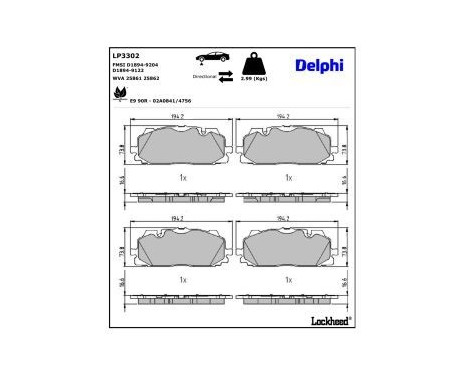 Brake Pad Set, disc brake LP3302 Delphi, Image 3