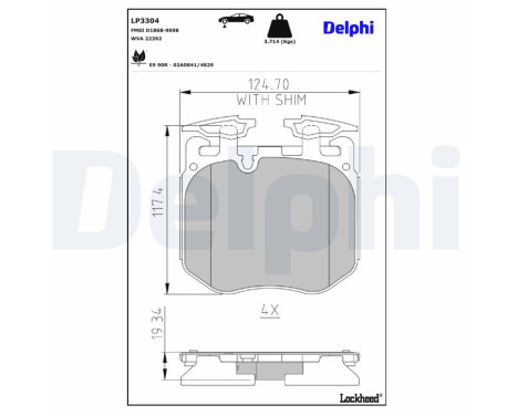 Brake Pad Set, disc brake LP3304 Delphi