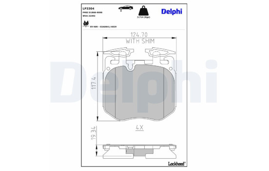 Brake Pad Set, disc brake LP3304 Delphi, Image 3