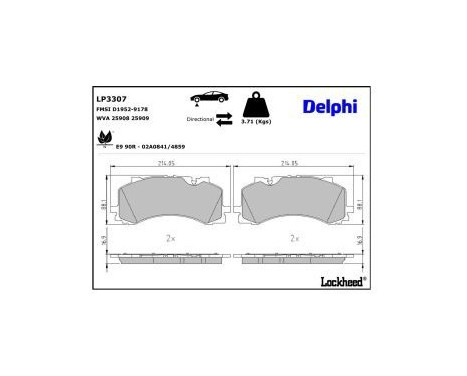 Brake Pad Set, disc brake LP3307 Delphi