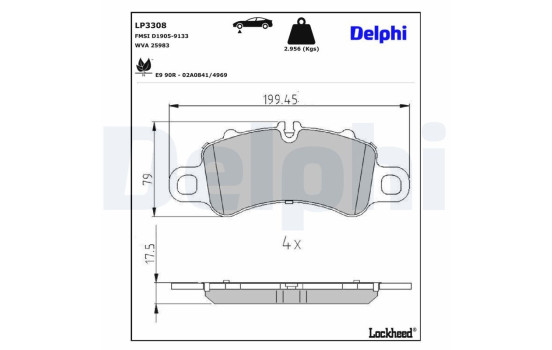 Brake Pad Set, disc brake LP3308 Delphi