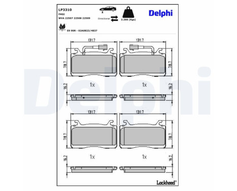 Brake Pad Set, disc brake LP3310 Delphi