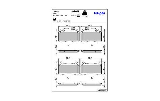 Brake Pad Set, disc brake LP3310 Delphi, Image 4