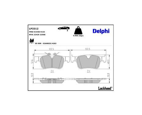 Brake Pad Set, disc brake LP3312 Delphi