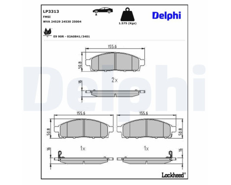 Brake Pad Set, disc brake LP3313 Delphi